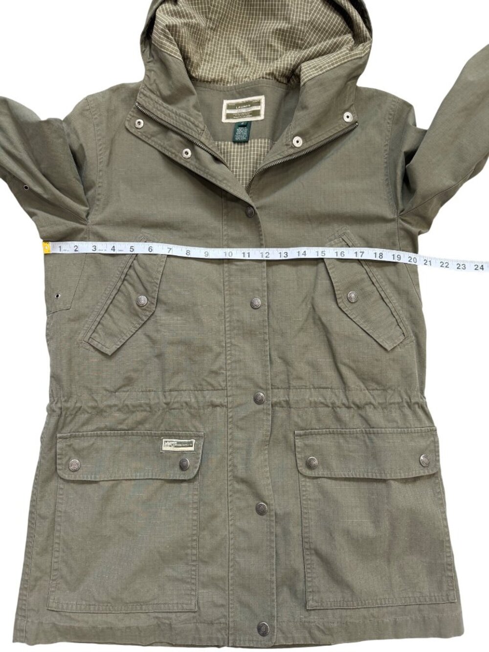 Lauren Ralph Lauren Size S Hooded Jacket Green Field Cotton Utility Anorak Parka - Picture 7 of 10